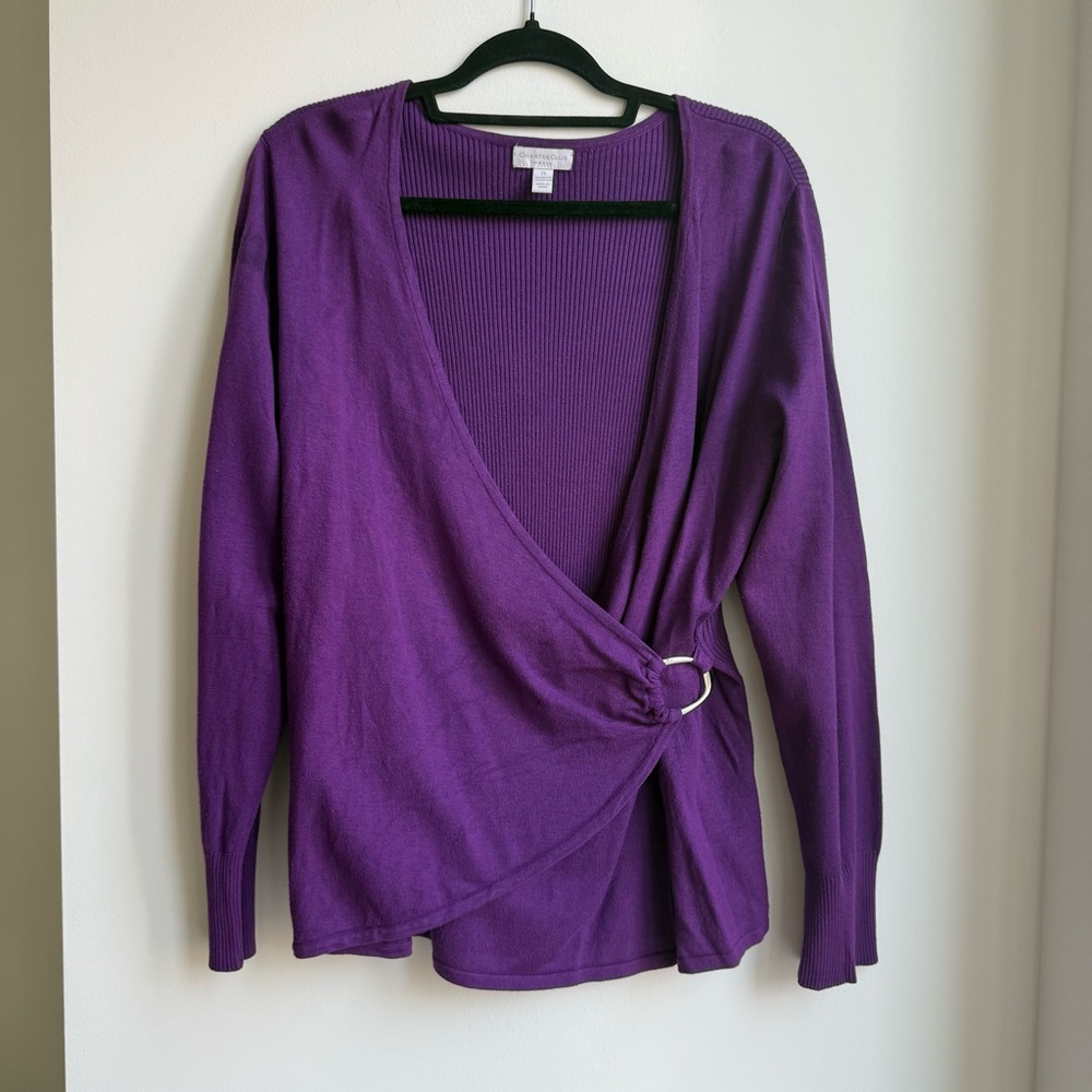 Charter Club Purple Ribbed Top